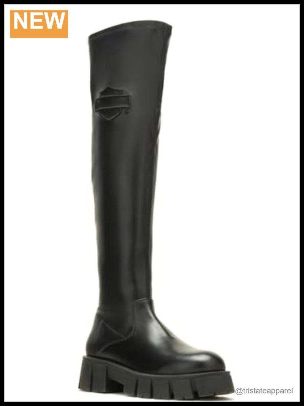 Women's Leather Over-the-Knee Stretch Boots Pull-On Block Heel 20"